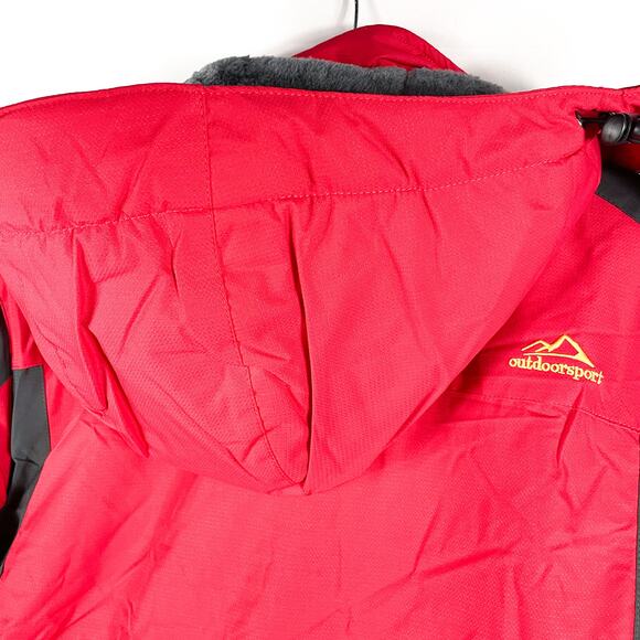 Magcomsen Ski Jacket‎ Coat Hooded Hiking Colorblock Red Fleece Gray - Picture 9 of 13